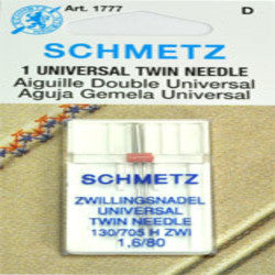 SCHMETZ NEEDLE-TWIN (1-1.6/70, 1-2.0/80, 1-3.0/90)